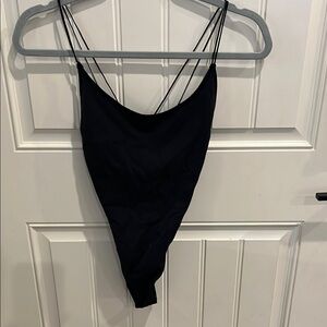 SMALL GILLY HICKS Black ribbed Strappy Bodysuit